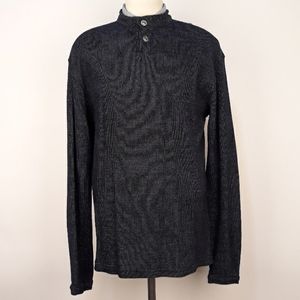 VERSACE Jeans Couture Navy Grey Striped‎ Mens Sz XXL Long Sleeve Henley Sweater